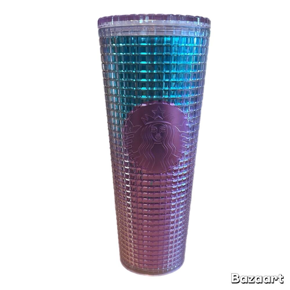 Starbucks Summer 2021 Iridescent Pink Grid 24 oz Venti Cold Cup Tumbler No Straw
